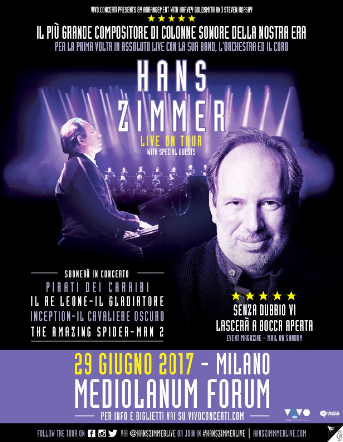 Hans Zimmer, il grande compositore di colonne sonore della nostra era, dal vivo per la prima volta in assoluto in Italia!!