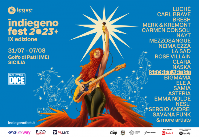 Indiegeno Fest 2023: Carmen Consoli, Luchè, Carl Brave, Bresh, Mezzosangue, Naska, La Sad, Rose Villain, Nesli e molti altri
