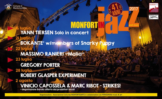 Monfortinjazz, Monforte d'Alba: chiuso il cast dell'edizione 2017! Robert Glasper Experiment, Vinicio Capossela & Marc Ribot, Gregory Porter, Bokante', YAnn Toersen, Massimo Ranieri