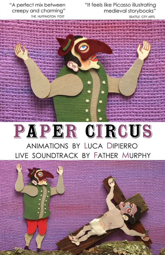 PAPER CIRCUS  Animated films by Luca Dipierro  Screening with live soundtrack by Father Murphy with Luca Dipierro domani sera al Superbudda di Torino