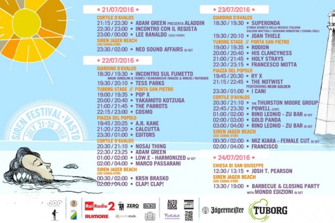 Siren festival 2016 - Line up e orari definitivi: al via il 21 luglio la terza edizione!