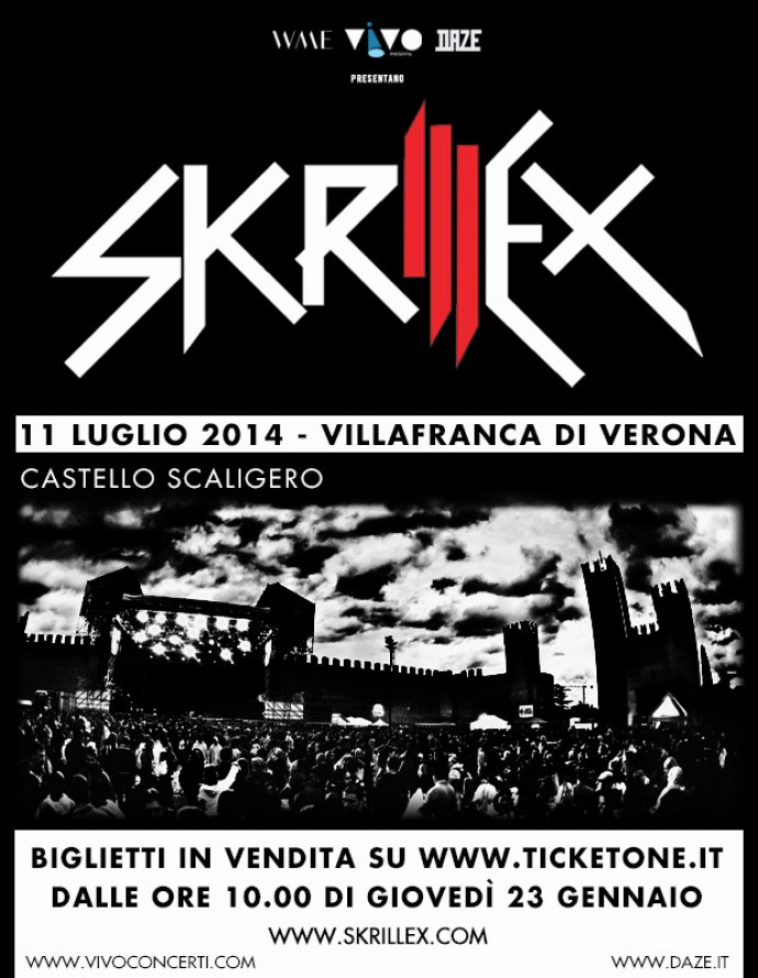 SKRILLEX: Unica data italiana - 11 Luglio, VILLAFRANCA DI VERONA