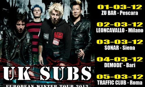 UK SUBS: cambio location per la data di Pescara