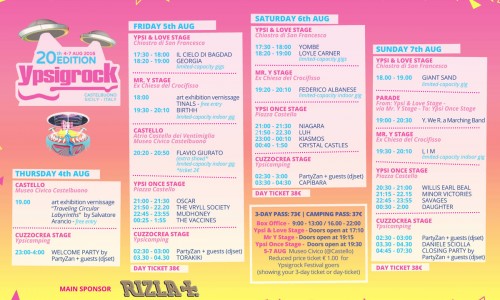 Comincia Ypsigrock Festival 2016: dal 4 al 7 AUG 2016, Castelbuono (Pa)