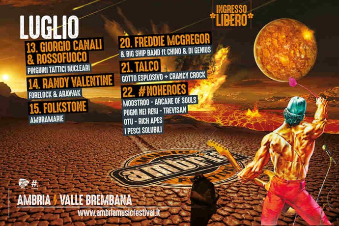 Ambria Music festival: al via giovedì 13 luglio con Canali, Randy Valentine, Folkstone, Freddie McGregor e Talco