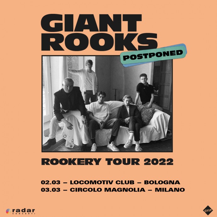 Giant Rooks: rinviate a marzo 2022 le due date italiane per presentare il debut album Rookery!
