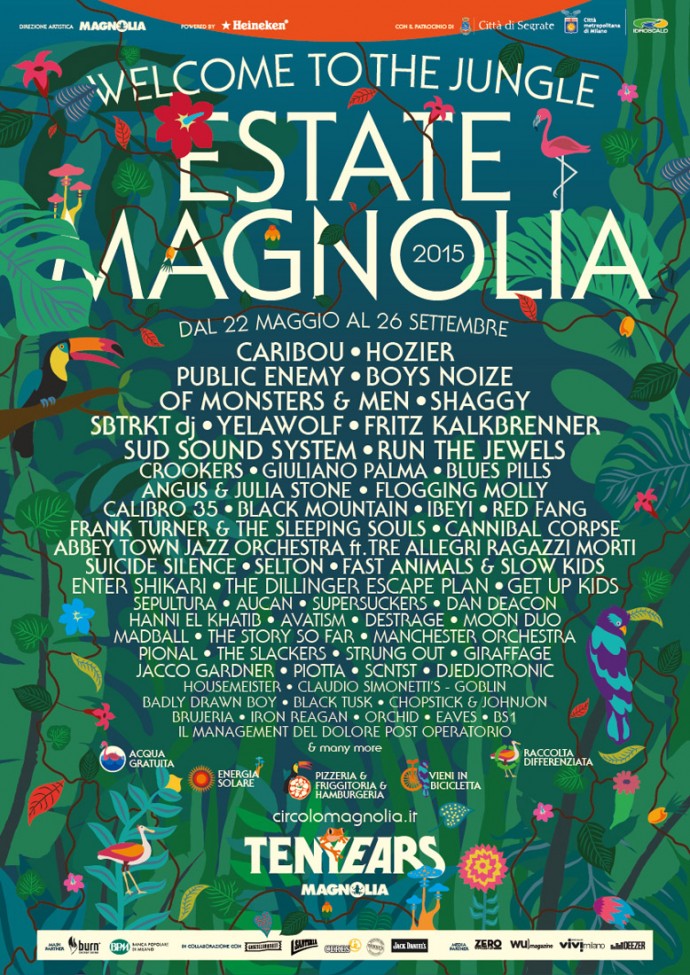 ESTATE MAGNOLIA 2015 TEN YEARS - Il Circolo Magnolia festeggia i 10 anni di attività con la programmazione più lunga di sempre e alcuni eventi speciali - APERTURA VENERDI' 22 MAGGIO