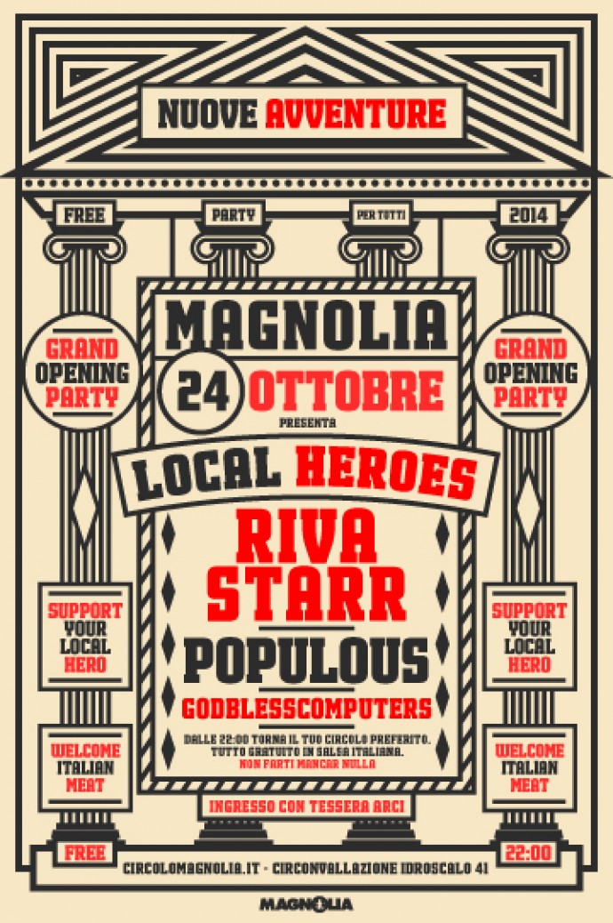 CIRCOLO MAGNOLIA OPENING WEEKEND - 24 OTTOBRE Riva Starr + Populous/25 OTTOBRE E-Green live + Fritz Da Cat dj set
