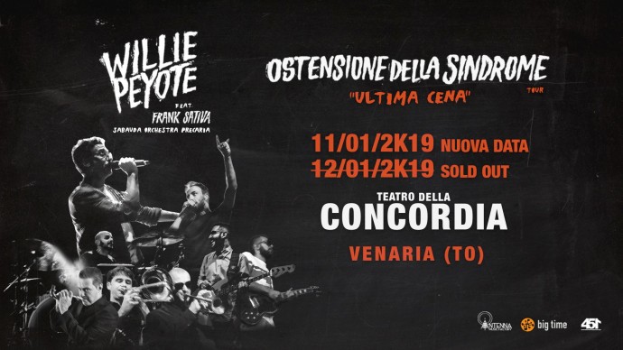 Nuova data! Willie Peyote, Ultima Cena al Teatro Concordia, Venaria (Torino)