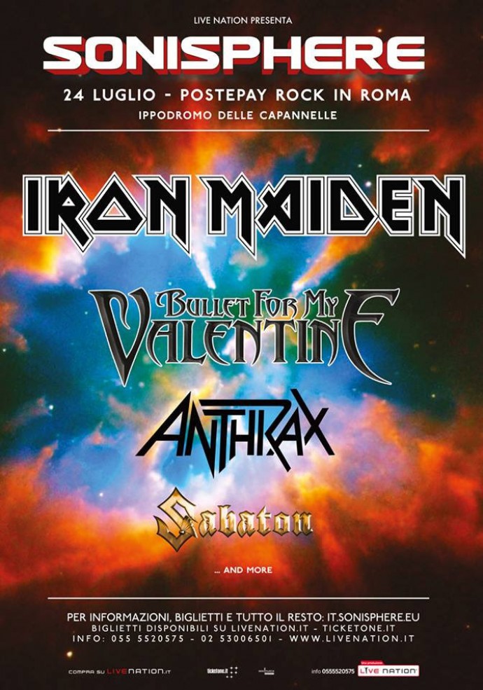 SONISPHERE POSTEPAY ROCK IN ROMA 2016: Anthrax, un grande special guest!  IRON MAIDEN saranno in tour in Italia per tre date a luglio