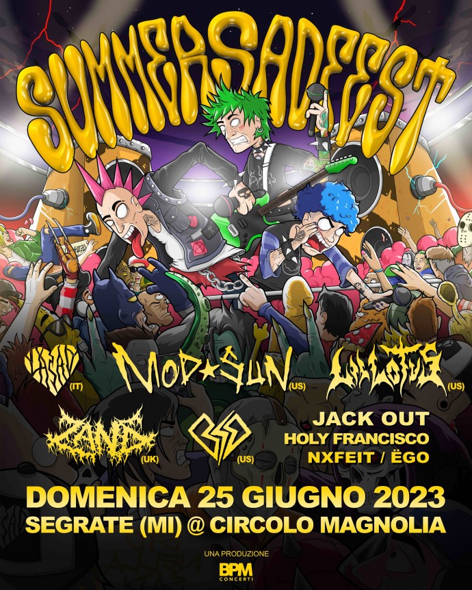 Summersadfest - Il 25 giugno al Circolo Magnolia di Segrate (MI) insieme alla Sad, Mod Sun, Lil Lotus, Zand e Beauty School Dropout e tanti altri.