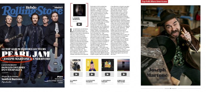 E' Honey Birds di Joseph Martone il miglior album indie folk 2020 secondo la rivista Rolling Stone Francia. Video di 