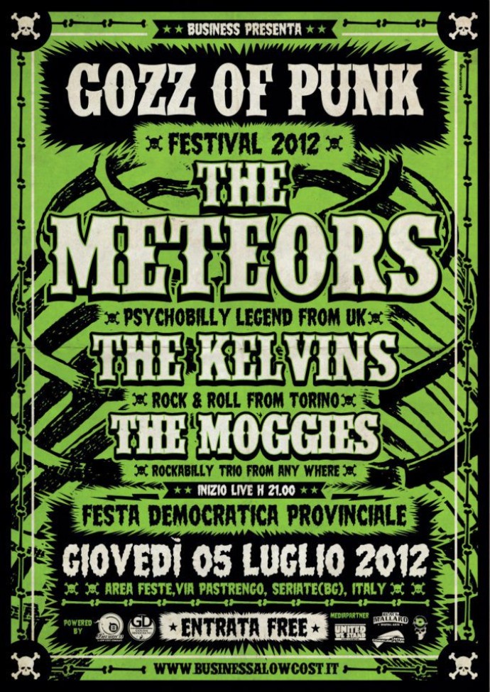 5 luglio 2012 alla festa provinciale democratica, GOZZ OF PUNK 2012 ... con THE METEORS + THE KELVINS + THE MOGGIES  